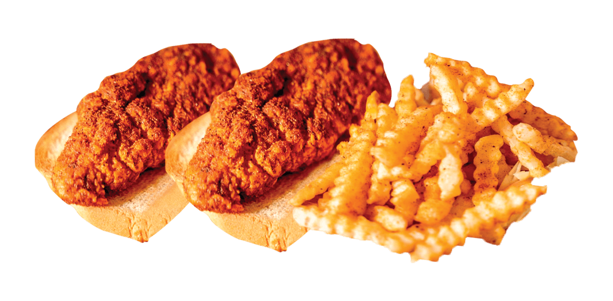 Chikin Drip Tenders with Slaw, Pickles, Secret Sauce, and Fries.